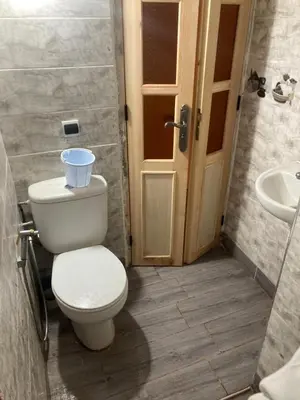 a bathroom with a toilet and a sink at Ourika in Aghbalou